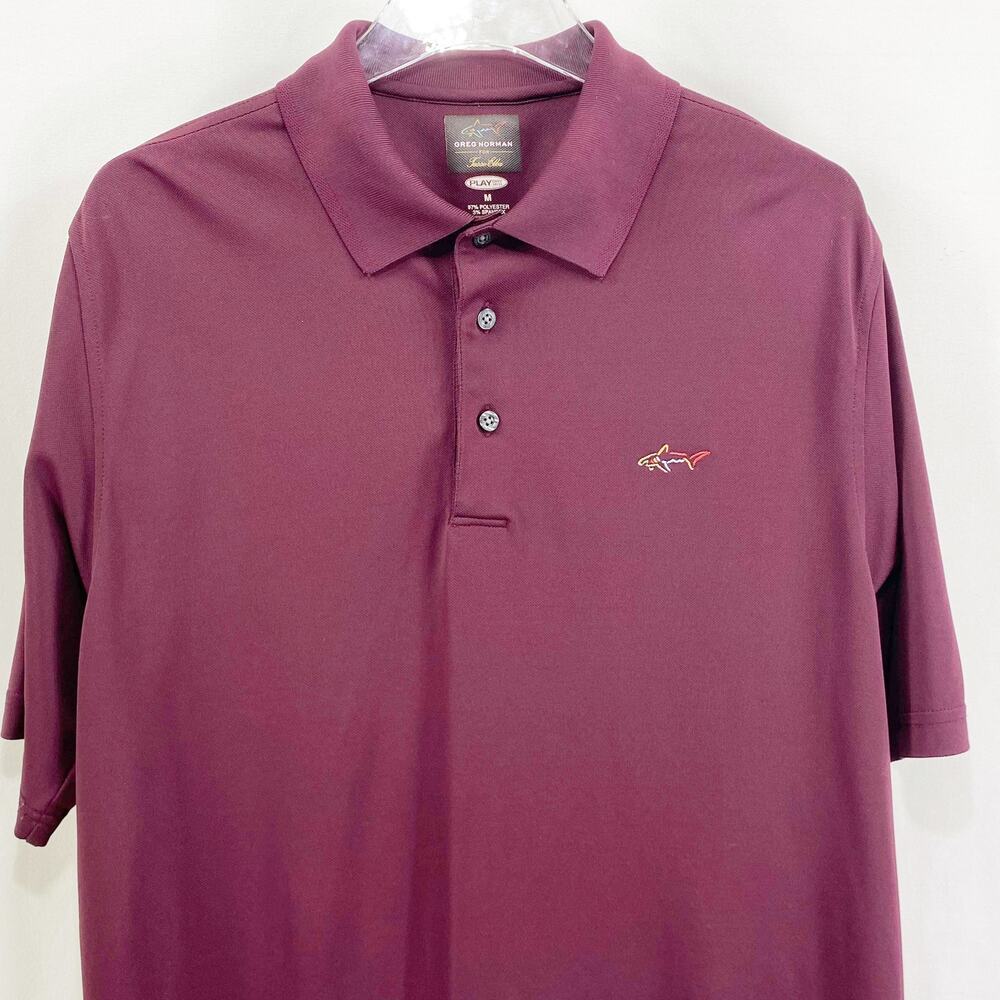GREG NORMAN FOR TASSO ELBA Wine Burgundy Collared Polo - Picture 8 of 11